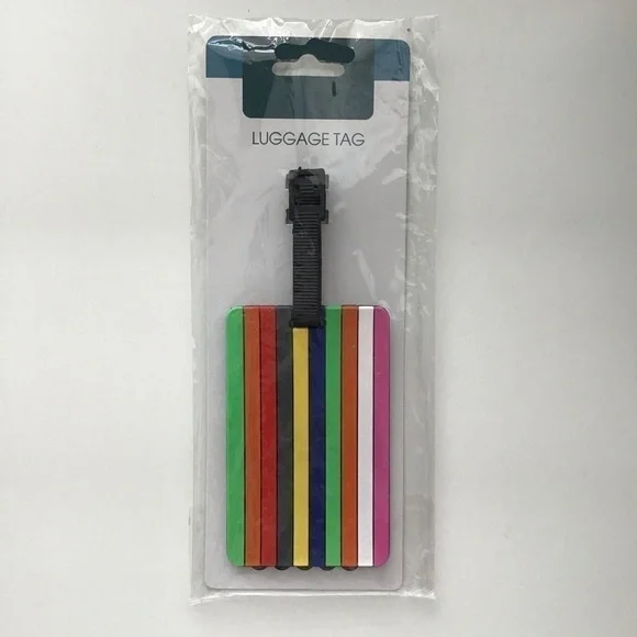 NEW Luggage Tag Rainbow Stripe Rubber 2.5 X 4” for Golf Bag Suitcase Travel ID - Picture 2 of 4